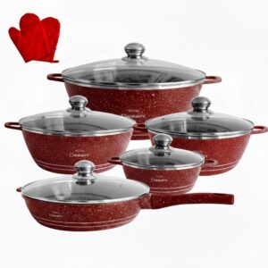 Juego de Ollas 12 Piezas Granito Royal Dessine color Rojo