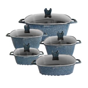 Juego de Ollas Granito 10 Piezas Antiadherente Premium  Azul