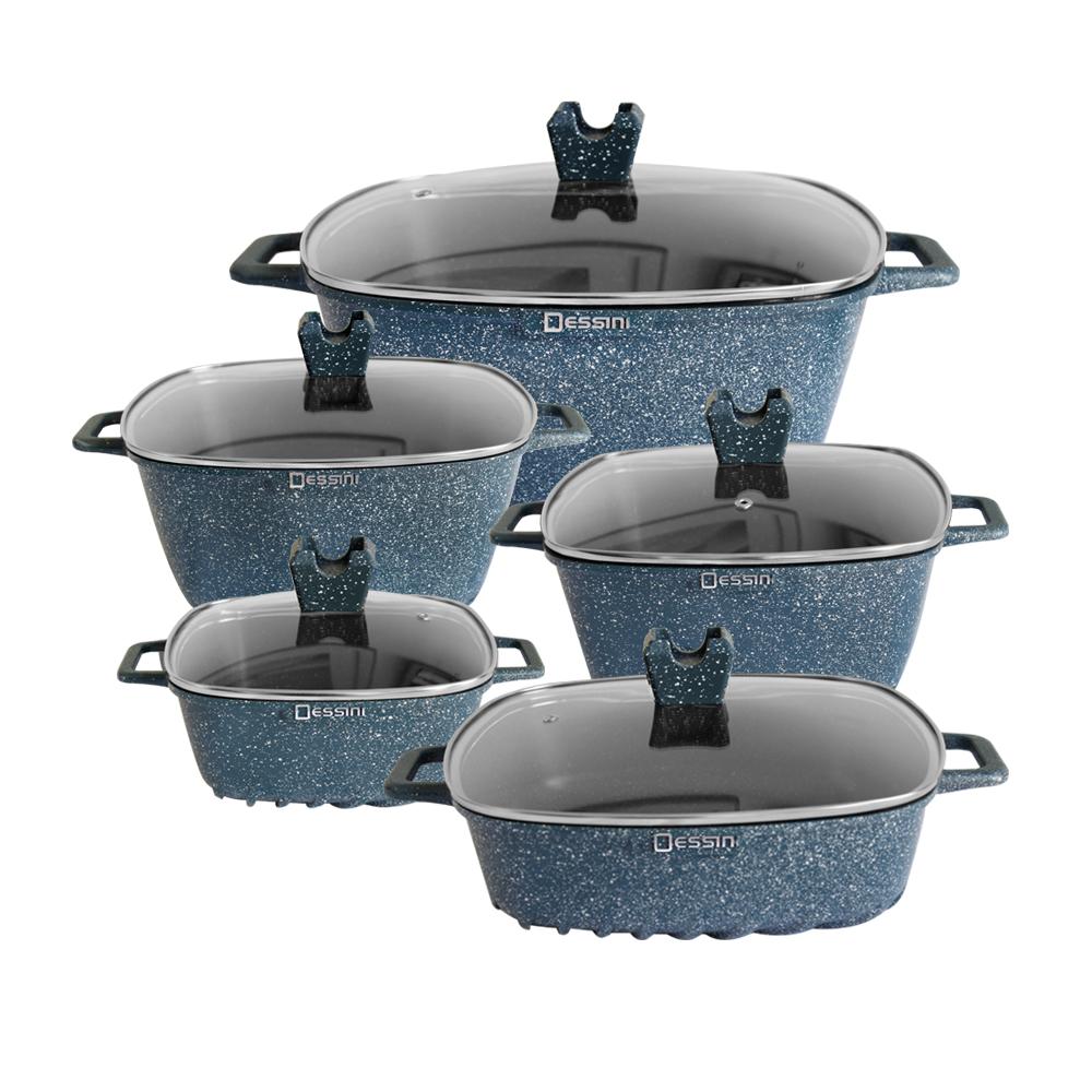 Juego de Ollas Granito 10 Piezas Antiadherente Premium Azul
