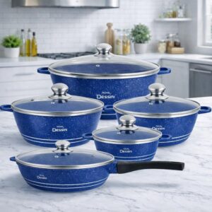 Juego de Ollas 12 Piezas Granito Royal Dessine color Azul