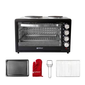Horno Eléctrico 55 Litros  con 2 Placas 2000W + 1600W Grill Temporizador