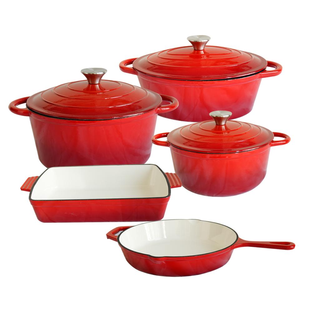 Juego de Ollas Hierro Fundido 8 piezas Apto Horno 500 °C