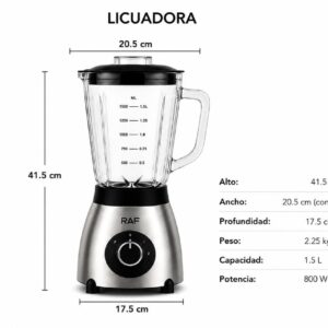 Licuadora 3 en 1  Vaso Vidrio Molinillo y   Acero Inox 1000W